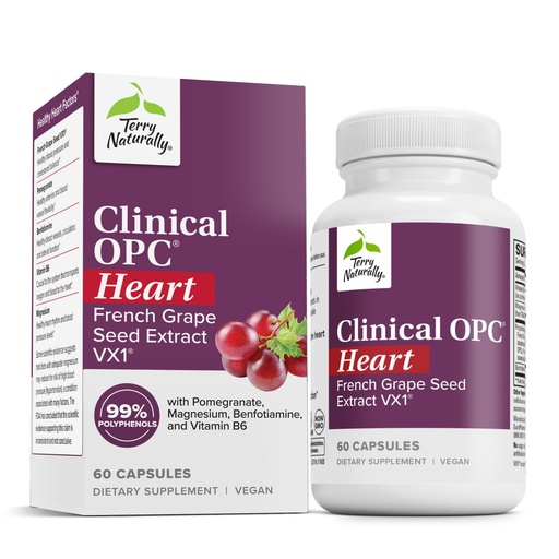 [BRSWKH33PIJQ2D35] Terry Naturally Clinical OPC Heart - Heart Health Supplement with Magnesium, Vitamin B6, Grape Seed Extract - Dietary Supplement for Artery Health & Circulation - 60 Capsules