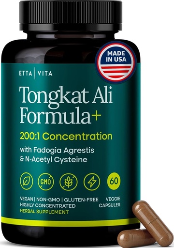 [BRSRMAAQBACRYE3L] 200:1 Longjack - Tongkat Ali & Fadogia Agrestis Supplement for Men & Womens Energy (Made in USA) T Support, Lean Muscle Recovery, Hormonal Balance with Vegan NAC Liver Detox & Cleanse 60ct