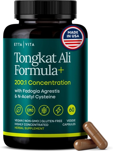 [BRSRMAAQBACRYE3L] Potent Longjack - Tongkat Ali & Fadogia Agrestis Supplement for menn og kvinners energi, T-støtte, Lean muskelvekst og gjenoppretting, Hormonal Balance, Pre-Workout med Vegan NAC Liver Detox & Cleanse