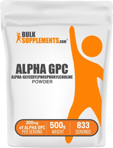 [BRSWGAQQOZ5BAF3G] BulkSupplements.com Alpha GPC Powder - Choline Supplements, Alpha GPC 300mg - Unflavored & Gluten Free, 600mg per Serving, 500g (1.1 lbs) (Pack of 1)