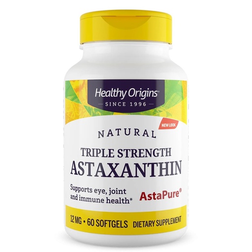 [BRSWIZL6OYGRUFDE] Healthy Origins Astaxanthin 12 mg, 60 Softgels - AstaPure Clinically Studied Algae - Supports Joint & Immune Health, Healthy Skin, Antioxidant for Cellular Protection & Eye Support - 2 Month Supply