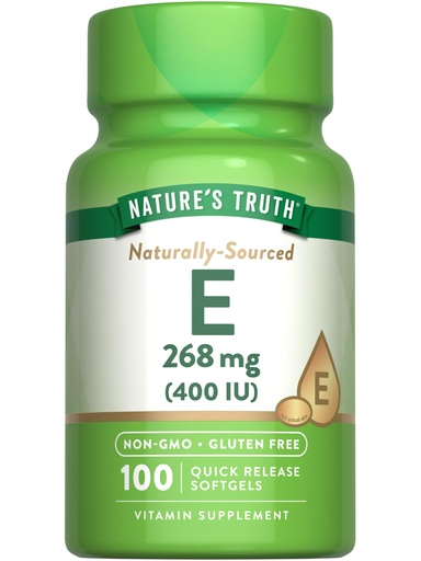 [BRSWGCT7OUIGMYDV] Nature's Truth Vitamin E 400 IU Softgels | 268mg | 100 Count | Non-GMO & Gluten Free Supplement