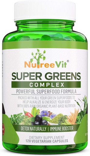 [BRSWKHT3CYPQIALA] SuperGreens - Spirulina, Chlorella, Wheatgrass + More - Nutrient-Packed Green Blend
