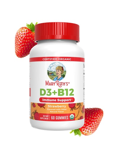 [BRSRMHAHDF7BOAAV] MARYRUTH'S Organic Vitamin D3 + B12 Gummies for Ages 4+ | Bone Health | Immune Support | Energy Metabolism | Cognitive Function | Vegan | Non-GMO | Gluten Free | 60 Servings | 2 Month Supply