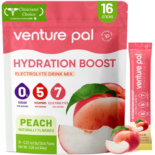 [BRSRAGQ5BMPW2G34] Venture Pal Sugar Free Electrolyte Powder Packets - Liquid Daily IV Hydration Packets | Electrolytes Drink Mix with 5 Vitamins & 7 Electrolytes | Keto Friendly | Non-GMO | Certified Vegan | 16 Sticks