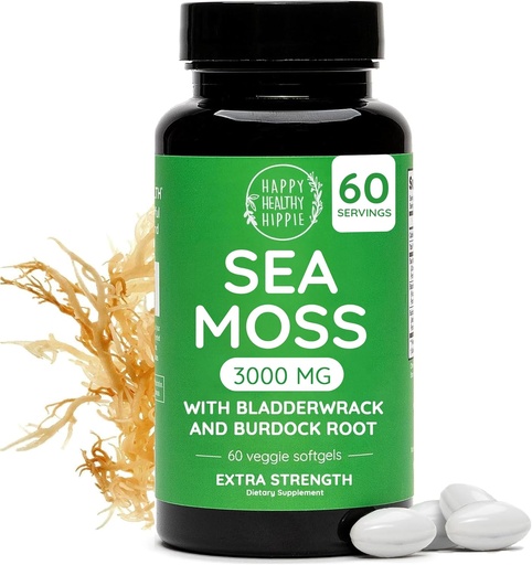 [BRSROZA3OYIGGC3L] Happy Healthy Hippie Sea Moss Gel Κάψουλες 3.000 mg (1 Καθημερινή) – Ανοσία, Energy Boost & Digestive Υποστήριξη 