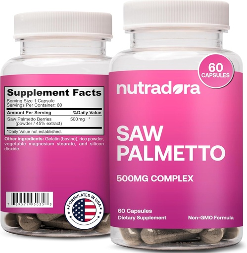 [BRSROZT2BFYRY3TX] Saw Palmetto for Women - Natural DHT Blocker Hair Growth Pills Made with Organic Saw Palmetto Extract Berries Supports Hormonal Balance & Urinary Health Pure Saw Palmetto for Women Hair Loss| 60 Pills