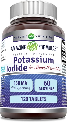 [BRSRMGQ5DIGWK2D4] Incredibile Formulas Potassium Iodide Supplemento | 130 Mg | 120 compresse | Non-GMO | Gluten-Free | Made in USA