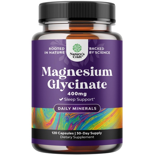 [BRSW2YIFCN5QAEL3] Pure Magnesium Glycinate Supplement 400mg Per Serving - Vegan High Absorption Chelated Magnesium Capsules for Women & Men with Elemental 400mg for Mood Sleep and Relaxation Support - 120 Count