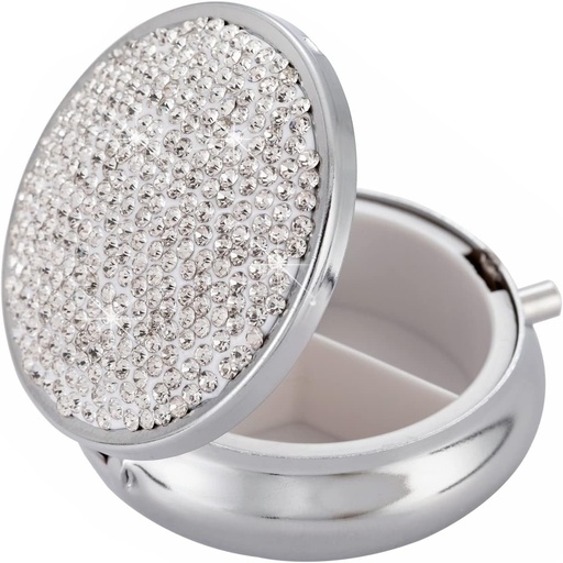 [BRSROYI3OYPAYDT4] Medicine Organizer Box Pocket Pharmacy Bling Travel Pill Case Box for Purse Mini Pill Holder Organizer Small Pill Container for Vitamin(Silver)