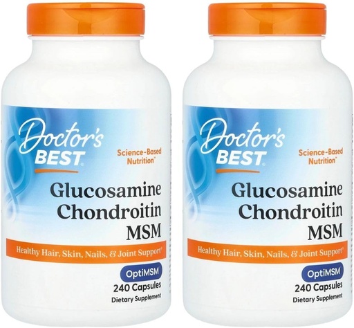 [BRSWGAAKOB7A2HLD] Doctor's BEST Glucosamine Chondroitin MSM - Joint Health Support Supplement for Women & Men, Nutritional Support for Joint Strength, Hair, Skin, & Nails, Gluten Free, Non GMO - 240 Capsules (2 Pack)
