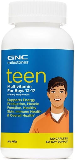 [BRSWIYYCDIOGMHI5] GNC Milestones Teen Multivitamin for Boys 12-17, supporte la production d'énergie et la fonction musculaire,120 Caplets