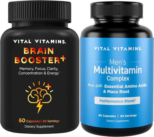 [BRSRABT6BAPBY2D4] Vital Vitamins Brain Booster Plus + Men's Multivitamins