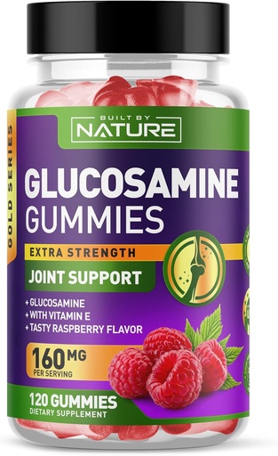 [BRSROYAPOYBQ2ETD] Glucosamine Gummies with Vitamin E - Advanced Joint Support Gummy Supplement, High Potency Antioxidant, Comfort for Back, Knees, Hands - 120 Gummies