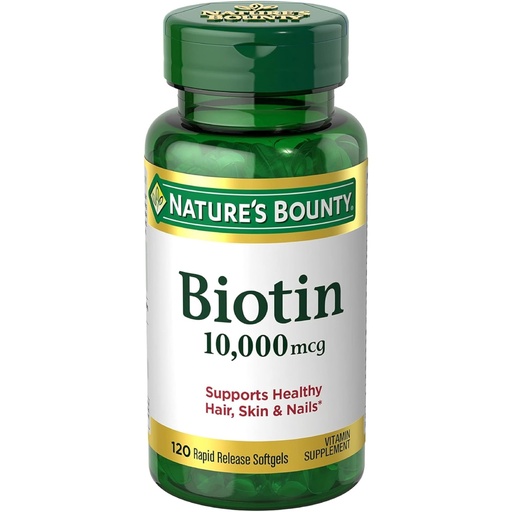 [BRSWKEY5CFYGCHA5] Nature's Bounty Biotin 10, 000 Mcg, Rapid Release Softgels 120 Ea (Pack of 2)