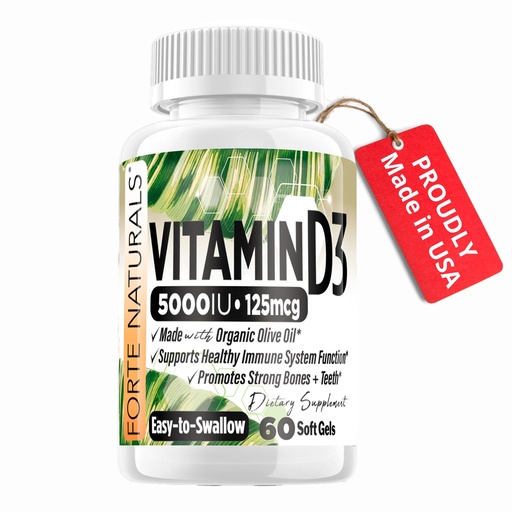 [BRSWY2YDOIPAKYLJ] Vitamin D3 5000 IU Supplement 125 mcg Soft Gels Specially for Sensitive Stomachs Supplements with Organic Olive Oil Best Vitamin D3 Supplement for Women & Men Made in USA