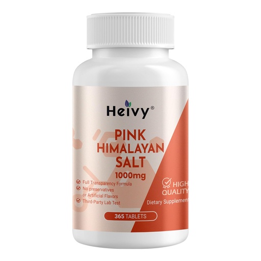 [BRSRAHYZBYHGGEQZ] Heivy Pink Himalayan Salt Tablets 1000mg - Sodium Chloride 988mg, 365 Tablets, Non-GMO, Mineral-Rich Electrolyte Balance and Hydration