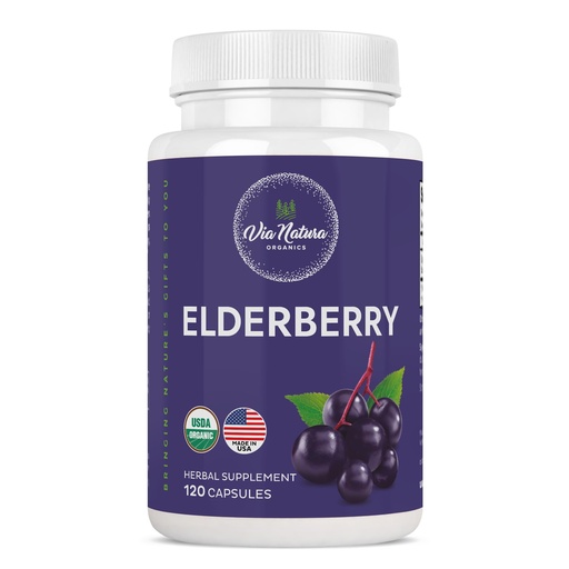 [BRSW2ZAHAUHGAHYU] Elderberry Capsules 1000mg | Organic Herbal Supplement | 120 Capsules