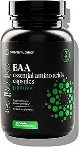 [BRSRAAAZC56GGHTL] SMARTERNUTRITION Essential Amino Acids (EAA) Capsules - 1 Gram Per Serving of All 9 EAAs - Supports Muscle Mass & Exercise - Non-GMO, Vegan, Gluten Free - 60 Count[30-Day Supply]