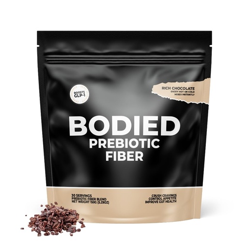 [BRSRAA37ORYAMCT6] BODIED Fiber Cocoa PREBIOTIC - Chocolate Flavored - Boost GLP-1, Psyllium Husk, SolNul, Gut Health, Digestion & Immunity, Zero Added Sugar, Keto, Paleo Fasting Friendly 30 Servings.
