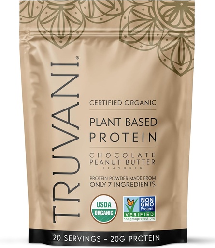 [BRSWYGINOEPQ2ADV] Truvani Vegan Pea Protein Powder | Chocolate Peanut Butter | 20g Organic Plant Based Protein | 20 Servings | Keto | Gluten & Dairy Free | Low Carb | No Added Sugar