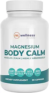 [BRSWYFIFOAGWMYDK] Reignite Wellness by JJ Virgin | Magnesium Body Calm | Chelated Magnesium Supplement for Energy Production, Sense of Calm & Immune Support | Magnesium Bisglycinate Chelate Complex | 120 Capsules