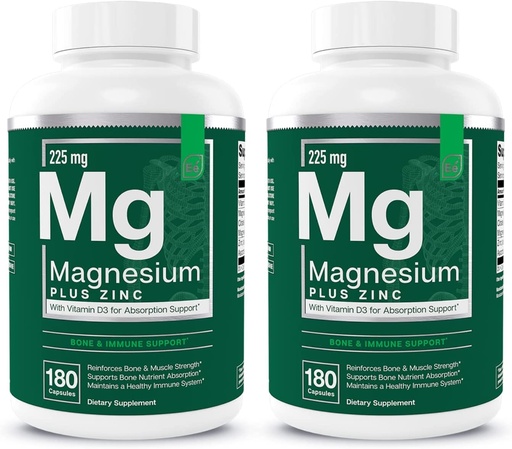 [BRSW2FIFA4NBG2TB] Essential Elements Magnesium Plus Zinc with Vitamin D3 - Scientifically Formulated Heart, Bone, & Muscle Support - 225mg Triple-Strength Magnesium Complex with Glycinate, Malate, Citrate - 360 Count