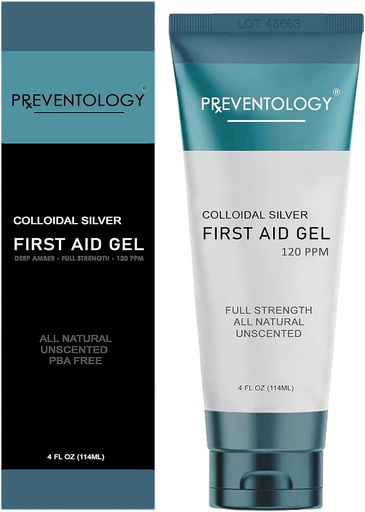 [BRSRMAYHOV5GKGY3] PREVENTOLOGY Colloidal Silver Gel - Erabateko indarra Amber 120 PPM gehienezko efizientziarako - Erabili Topikoki behar den moduan - pH balantzea - % 100 naturala - (4oz)