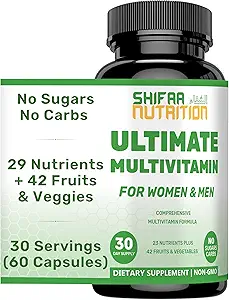 [BRSWYZABAEIBQCIV] SHIFAA NUTRITION Halal Multivitamins for Women, Men & Adults, 30 Servings | Iron, Vitamin A, B6, B12, Biotin, Niacin, C, D3, E, Zinc, Calcium, Folic Acid, CoQ10 | Halal Vitamins