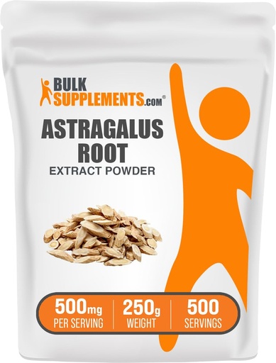 [BRSWKHDYAQFBYDD5] BulkSupplements.com Astragalus Extract Powder - Astragalus Root Powder, Herbal Supplement - Vegan & Gluten Free, 500mg per Serving, 250g (8.8 oz) (Pack of 1)