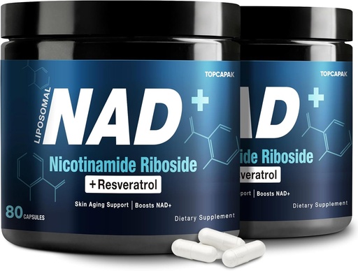 [BRSRAAQKBUORG3I6] NAD+ Supplement 1000mg - Nicotinamide Riboside (NR) and Resveratrol, Liposomal NAD of Pure Organic Ingredients for Women & Men Healthy Aging, Brain and Cellular Energy, 80 Capsules(2Pcs)