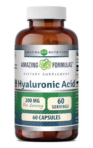[BRSROAYTOIMRMEQ4] Amazing Formulas Hyaluronic Acid 200 Mg Per Serving Capsules Supplement | Non-GMO | Gluten Free | Made in USA (60 Count)