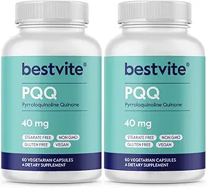 [BRSWYZT3DMHBSF3U] BESTVITE PQQ 40mg (Pyrroloquinoline Quinone) (120 Vegetarian Capsules) (60 x 2) - No Stearates - Vegan - Non GMO - Gluten Free