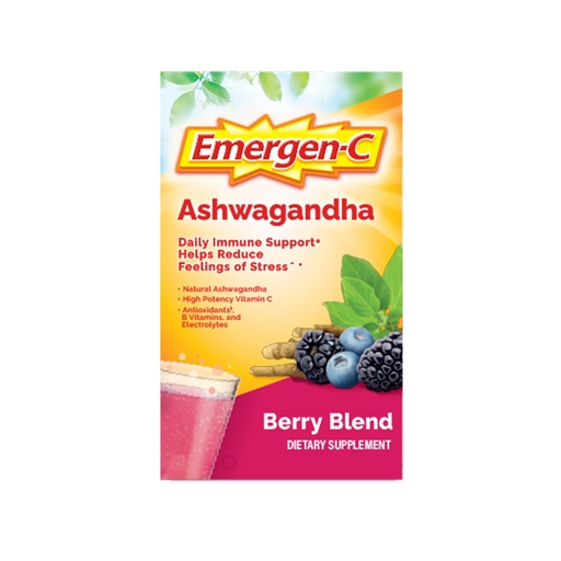 [BRSW2BDROR5QMA34] Emergen-C Vitamin C Ashwagandha Drink Mix, Dietary Supplement for Immune Support, Berry Blend - 18 Count