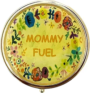 [BRSRMHAQCIFAIDIV] AmyZone Metal Pill Organizer Travel Friendly Portable Compact Pill Box Cute Pill Case to Hold Vitamins/Tylenol/Fish Oil/Supplements/Meds/Tablet for Purse/Pocket(Mommy Fuel-Round)