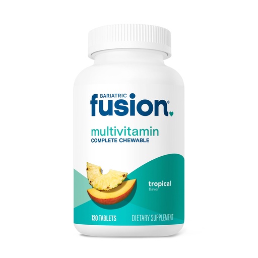 [BRSWIHDZOABRWD3Y] Bariatric Fusion Bariatric Multivitamin with Iron Complete Chewable | Tropical Flavor | Post Bariatric Vitamins for Gastric Bypass and Sleeve Gastrectomy | One Month Supply