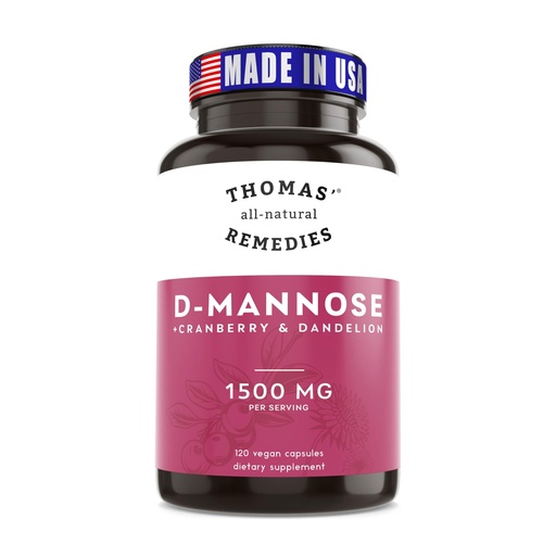 [BRSRAYAQOACA2DTB] Thomas' all-natural Remedies D-mannose 1200mg - with Cranberry and Dandelion - Natural Urinary Tract and UTI Health Support - Best dmannose Capsules - NO fillers, All-Natural, Vegan - 120 Capsules