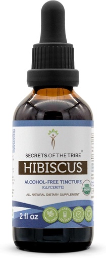 [BRSWGZYKC55W2H3Z] Secrets of the Tribe Hibiscus Tincture Alcohol-Free Liquid Extract, USDA Organic Hibiscus Sabdariffa Dried Flower (2 FL OZ)