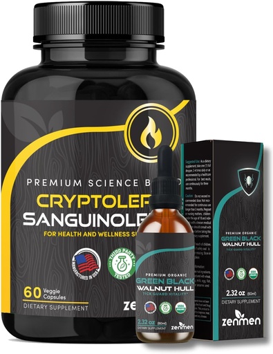 [BRSRAGQKOAFBSEQU] Zenmen Immune Support Bundle: Green Black Walnut Tincture and Cryptolepis Sanguinolenta Capsules