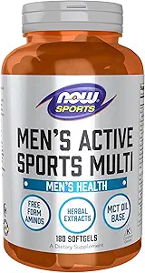 [BRSWIEL5AJ7B2GDC] NOW Foods Sports Nutrition, Men's Extreme Sports Multi with Free-Form Amino Acids, ZMA®, Tribulus, MCT Oil, and Herbal Extracts, 180 Softgels