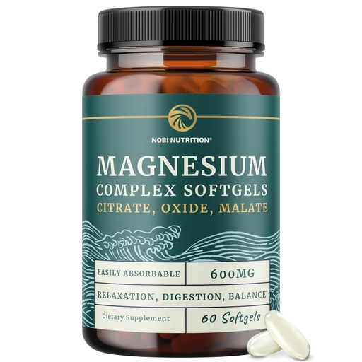 [BRSROGACBUMBMC3V] Triple Magnesium Softgels | Citrate, Malate, & Oxide | Highly Absorbable Magnesium Supplement for Digestion, Calm, Leg Cramps, & Sleep Support | 300mg Complex | Easy to Swallow Soft Gels | 60 Count