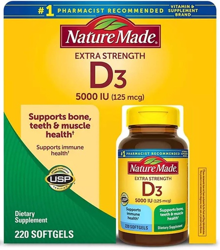 [BRSWIZARPN4A4EAZ] Nature Made Vitamin D-3 5000IU 220 Count Softgels