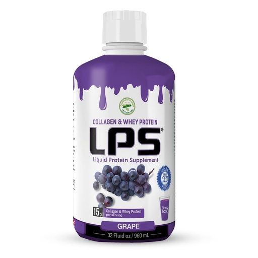 [BRSWGFICAUGQODT7] Lps Liquid Collagen & Whey Protein Supplement - Sugar-Free, Dye-Free, Non-Gmo Drink - Hydrolyzed Collagen & Whey Peptides Promotes Healthy Skin & Hair For Men & Women, Grape, 32 Fl Oz
