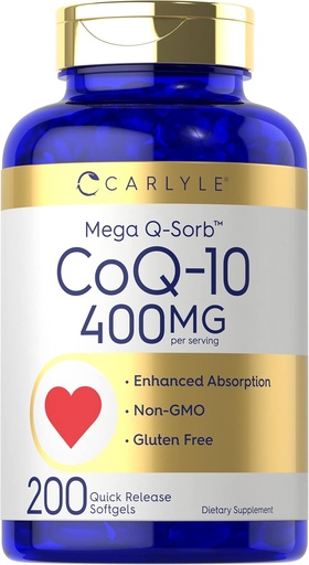 [BRSRMHAZO4OQ43TB] Carlyle Coq10 400 מ"ג Softgels | 200 Count | Non-GMO ו- Gluten Free Supplement