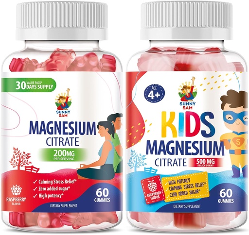 [BRSRAYL2B4PBYETX] Magnesium Gummies for Kids & Adults - 500mg - Calm Magnesium Chews - Magnesium Citrate Chewable Supplement for Mood & Muscle Support