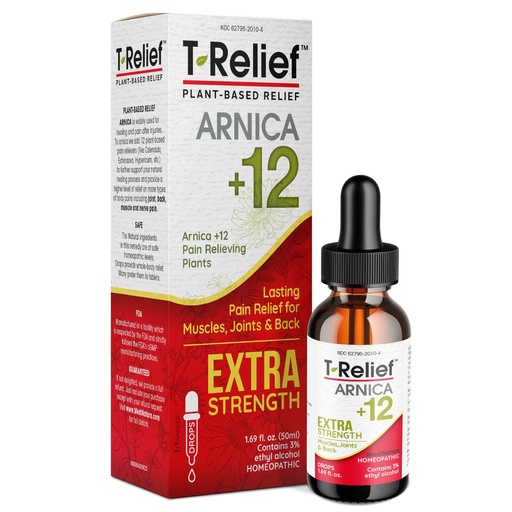 [BRSWIFDYBMOGCFDM] MediNatura T-Relief Extra Strength Oral Drops Arnica +12 Fast-Acting Natural Relieving Actives for Back Neck Joint Muscle Hand & Foot Aches Pains & Soreness - 1.69 oz