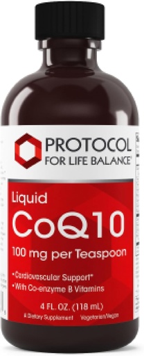 [BRSWIZAMCEMRUFY7] PROTOCOLO PARA LA VIDA BALANCE Líquido CoQ10 - para la salud cardíaca - Antioxidantes Suplemento nutricional - con vitamina B6 &amp; B12 - NAD & D-Ribose - Producción de energía - 4 fl oz
