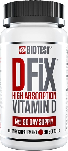 [BRSROAATCECROH32] Biotest D Fix - 5000 IU High-Absorption Vitamin D3, 90 Servings - 90 Softgels