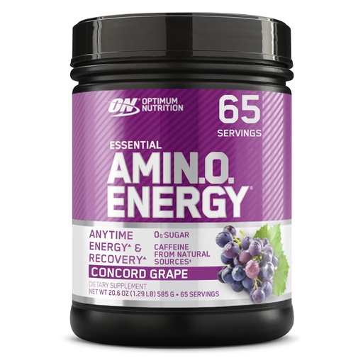 [BRSWIZA3OR7QGEQ7] Optimum Nutrition Amino Energy - Pre Workout with Green Tea, BCAA, Amino Acids, Keto Friendly, Green Coffee Extract, Energy Powder - Concord Grape, 65 Servings (Packaging May Vary)