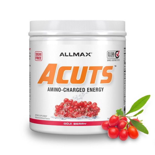 [BRSWKYYZCUCWGFTM] ALLMAX ACUTS Amino Energy Powder with Amino Acids Supplement – Goji Berry, 30 Servings, Caffeine, Green Coffee Extract, 2000 mg Taurine, L-Carnitine, Sugar Free, Gluten & Dye Free, Amino Acid Drink